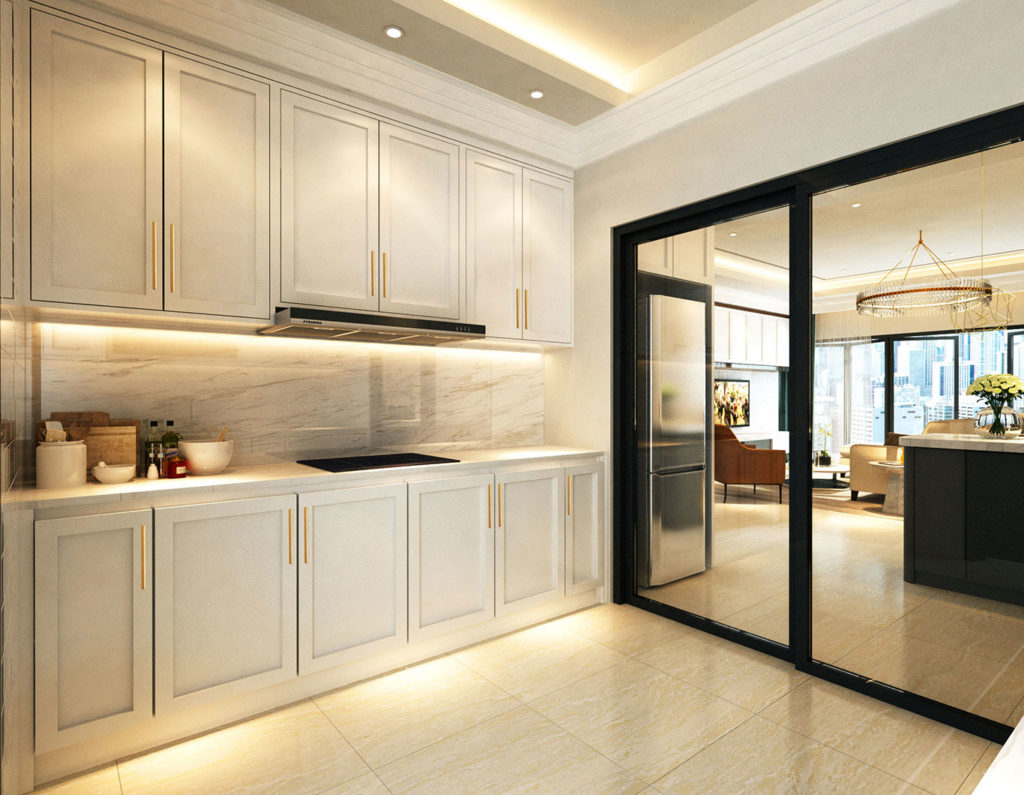 axventure residences modern classic kitchen cabinet interior design by latitude design malaysia