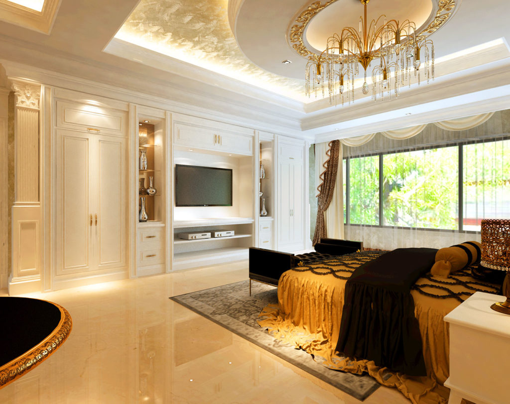 kd villa classical master bedroom tv cabinet interior design by latitude design malaysia