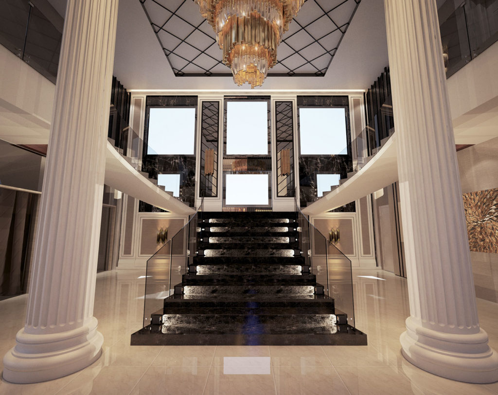 rawang mansion modern classic grand staircase interior design by latitude design malaysia